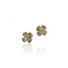 Oxidized silver flower earring with gold and sapphire