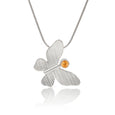 Silver Butterfly Pendant on chain with citrine