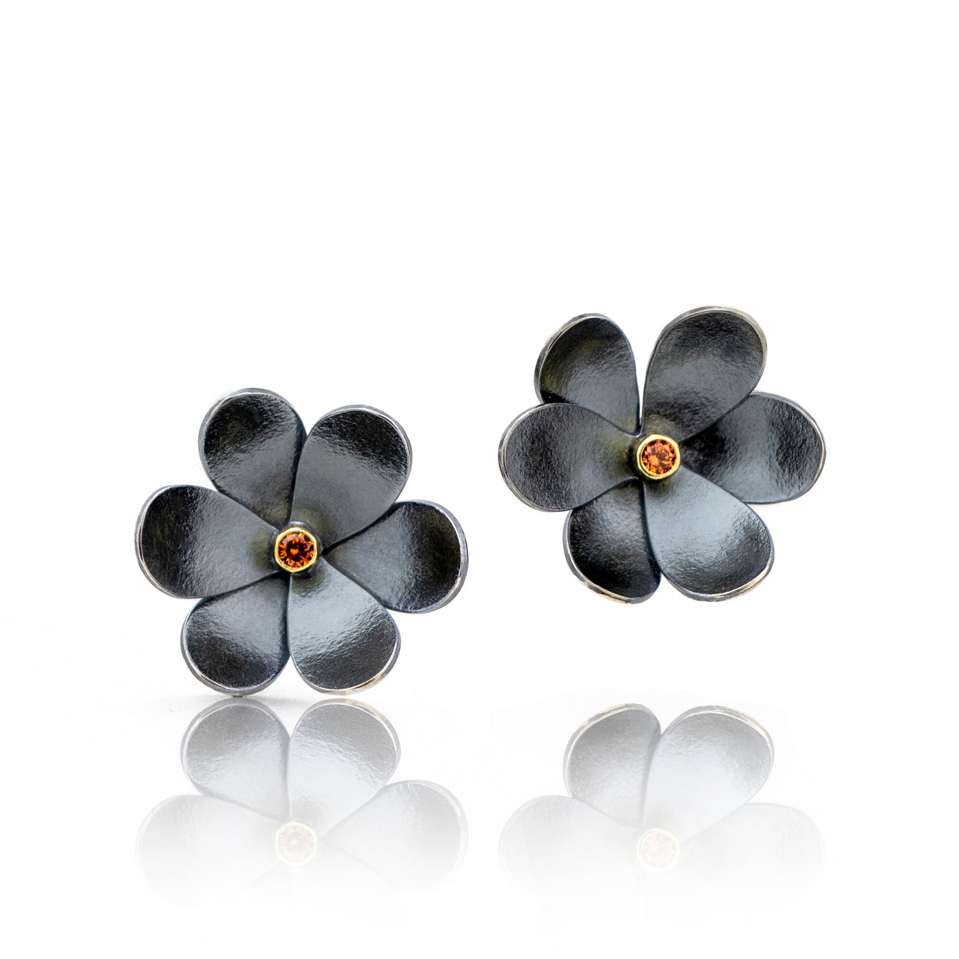 silver and gold flower earring oxidized