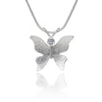 Textured silver butterfly necklace CZ