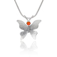 Textured silver butterfly necklace 