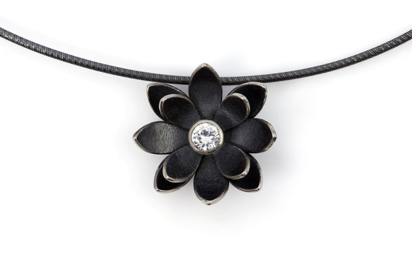 Yoga jewelry lotus pendant dark silver